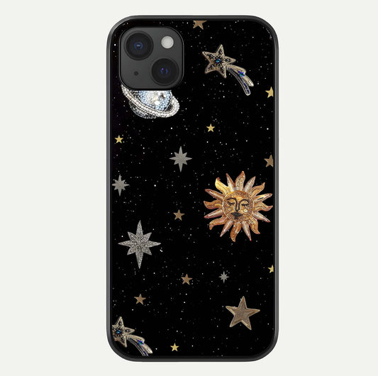 Celestial Moon With Stars Glass Case For iPhone 15 Plus by Custom World