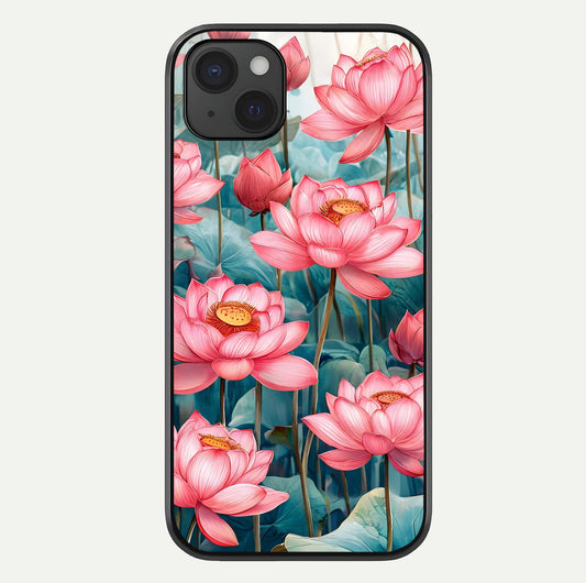 Celestial Pink Lotus Glass Case For iPhone 15 Plus by Custom World