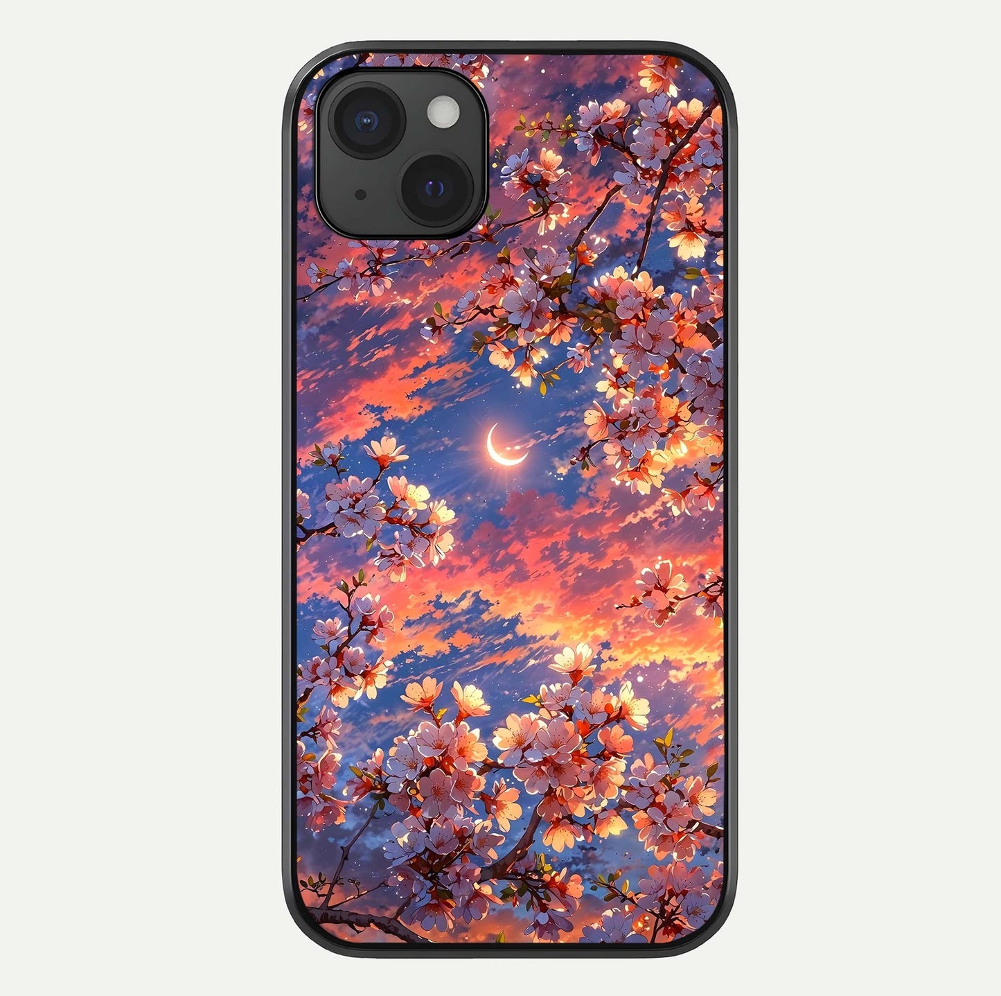 Celestial Sakura Sunset Glass Case For iPhone 15 Plus by Custom World