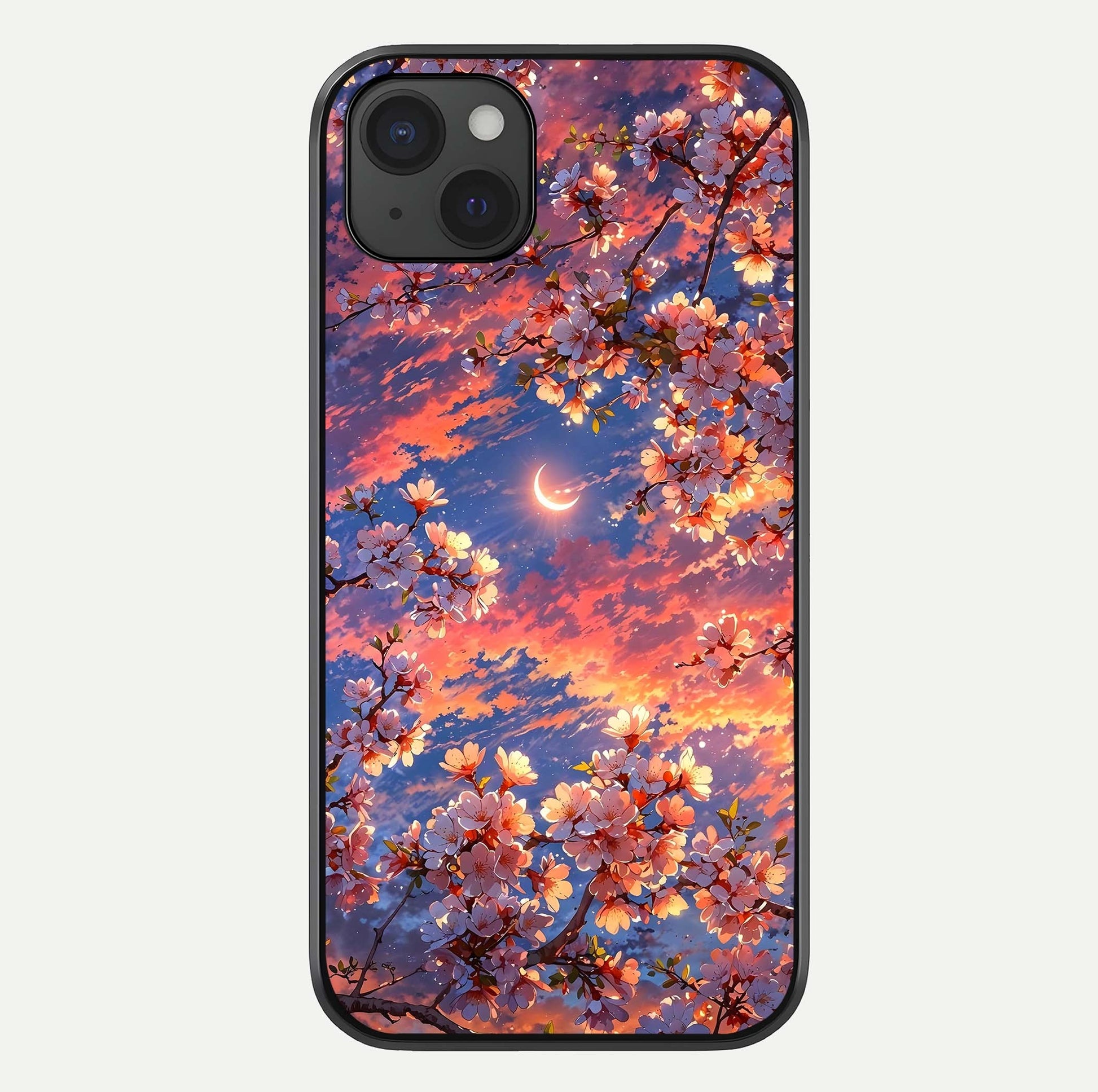 Celestial Sakura Sunset Glass Case For iPhone 15 Plus by Custom World