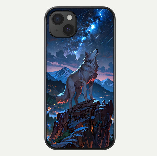Celestial Wolf Howl Glass Case For iPhone 15 Plus by Custom World