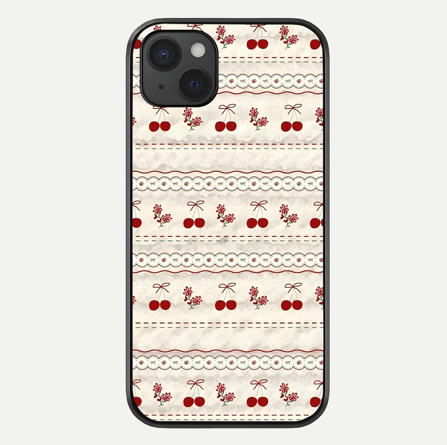 Cherry Bloom Charm Glass Case For iPhone 15 Plus by Custom World