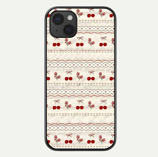 Cherry Bloom Charm Glass Case For iPhone 15 Plus by Custom World