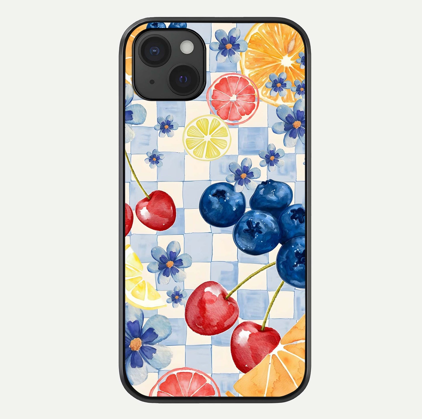 Citrus Bloom Joy Glass Case For iPhone 15 Plus by Custom World
