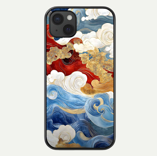 Colored Waves Glass Case For iPhone 15 Plus by Custom World