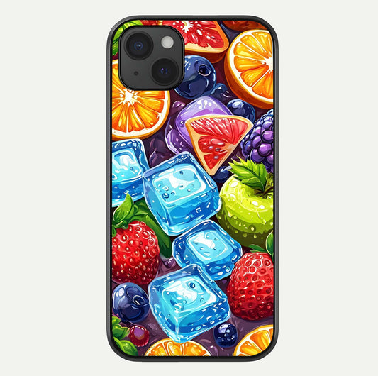 Colorful Fruits With Ice Glass Case For iPhone 15 Plus by Custom World