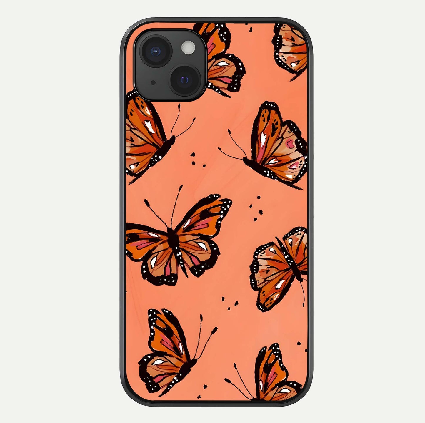 Coral Wing Butterfly Glass Case For iPhone 15 Plus by Custom World