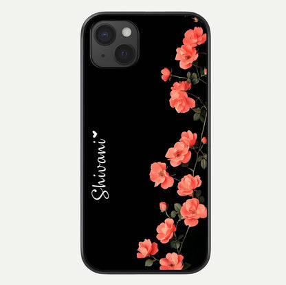 Crimson Bloom Grace Custom Name Glass Case For iPhone 15 Plus by Custom World