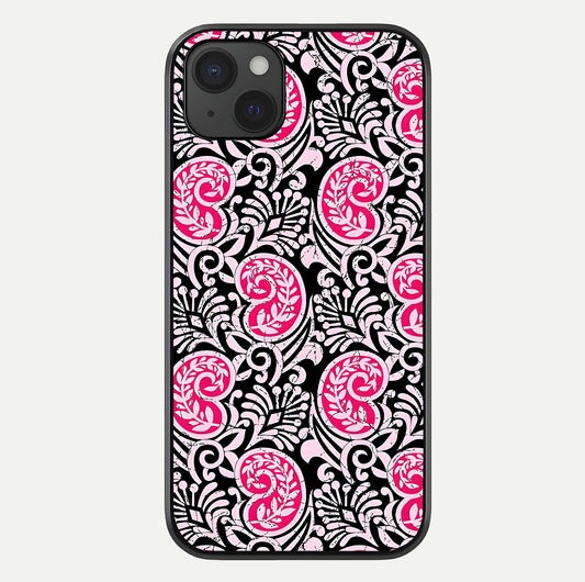 Crimson Paisley Charm Glass Case For iPhone 15 Plus by Custom World