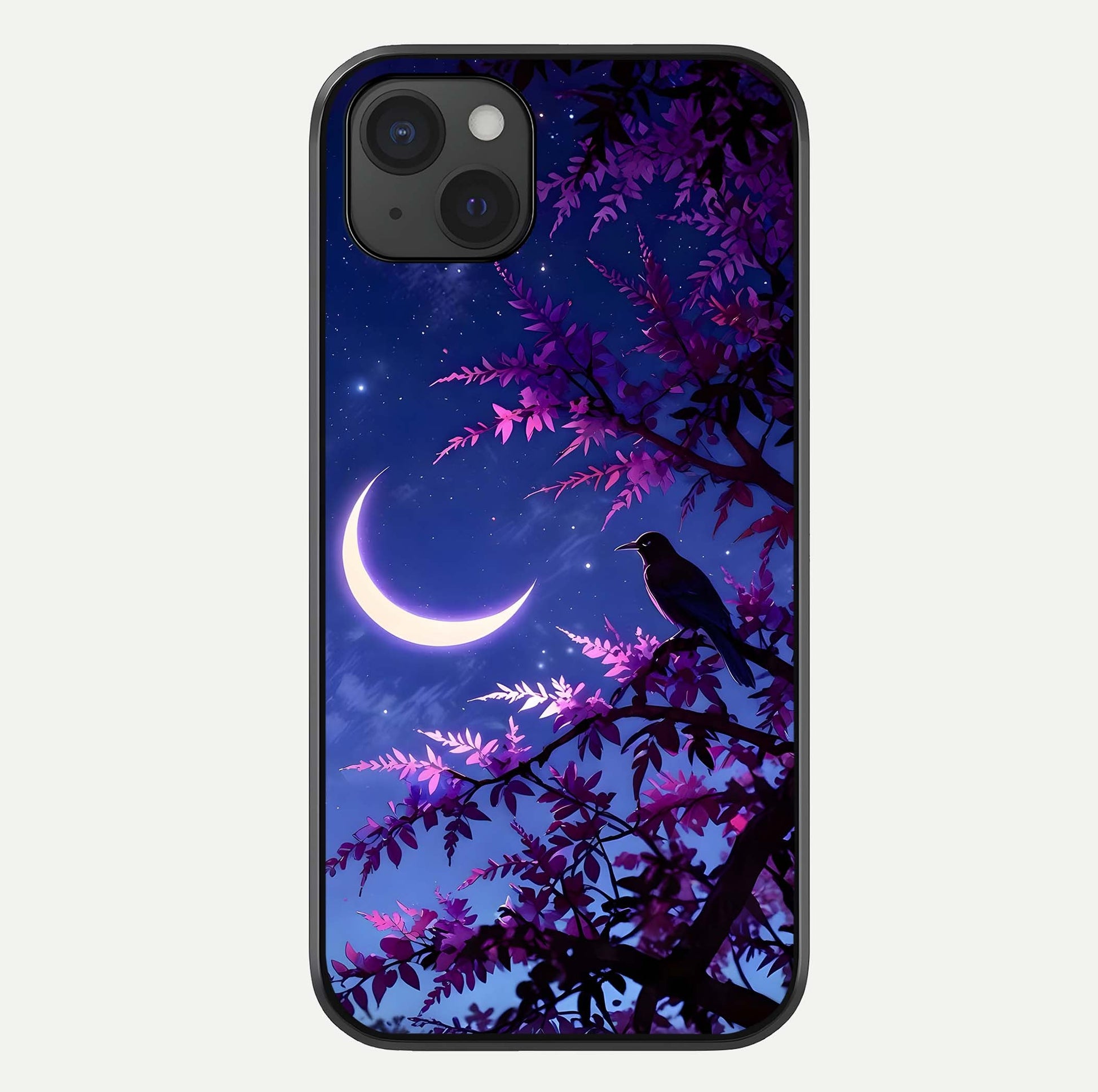 Crow & Moon Scenery Glass Case For iPhone 15 Plus by Custom World