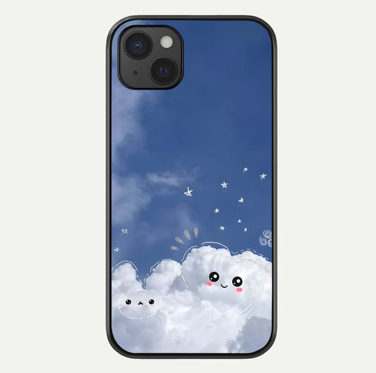 Cute Blossom Cloud Glass Case For iPhone 15 Plus by Custom World