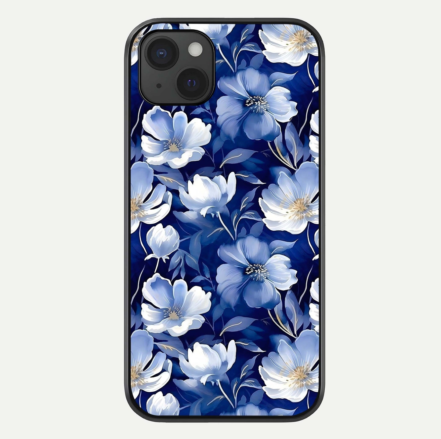 Cute Floral Patterns Glass Case For iPhone 15 Plus by Custom World