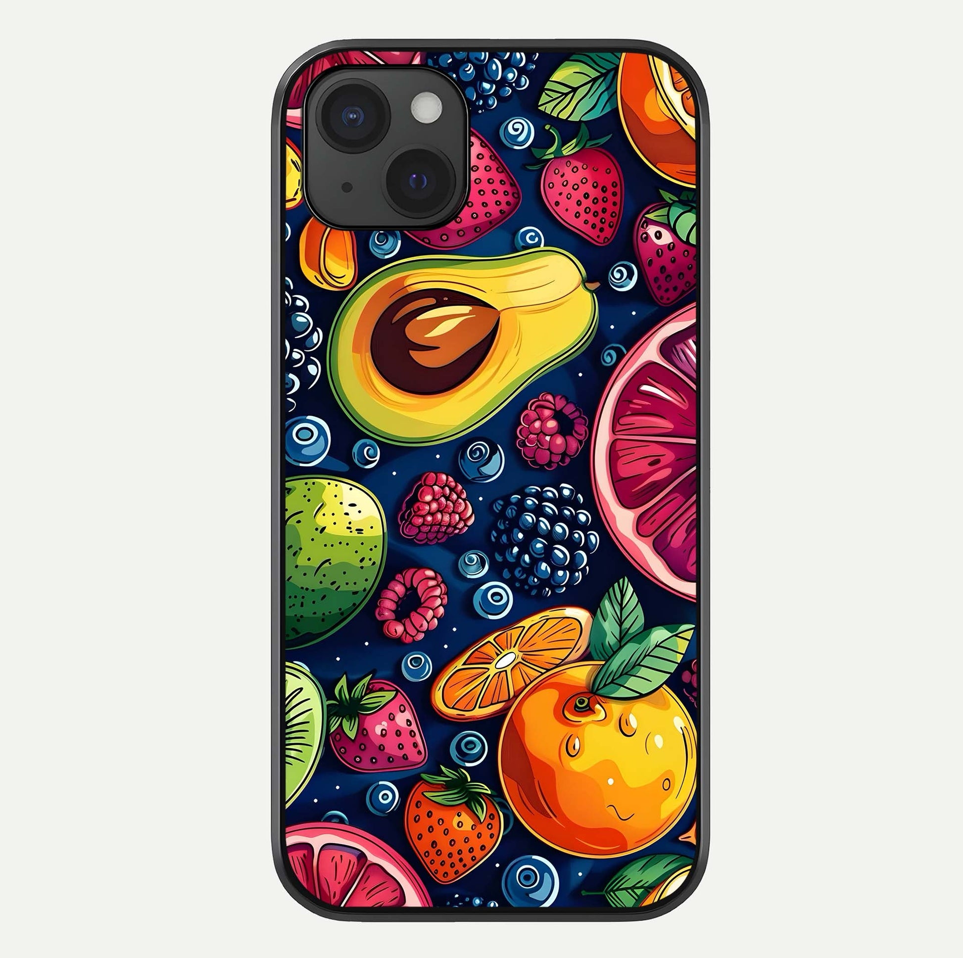 Cute Fruits Art Glass Case For iPhone 15 Plus by Custom World