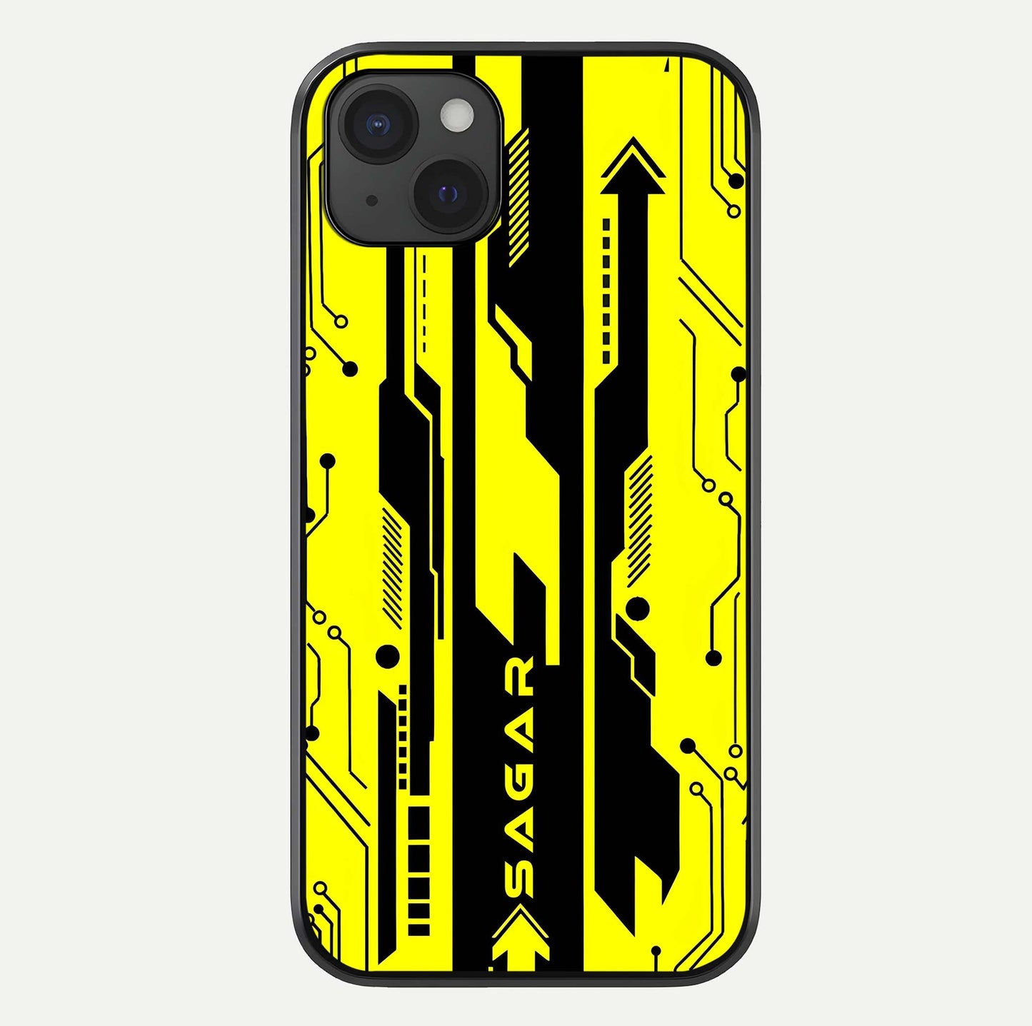 Electric Pulse CYBERPUNK Custom Name Glass Case For iPhone 15 Plus by Custom World