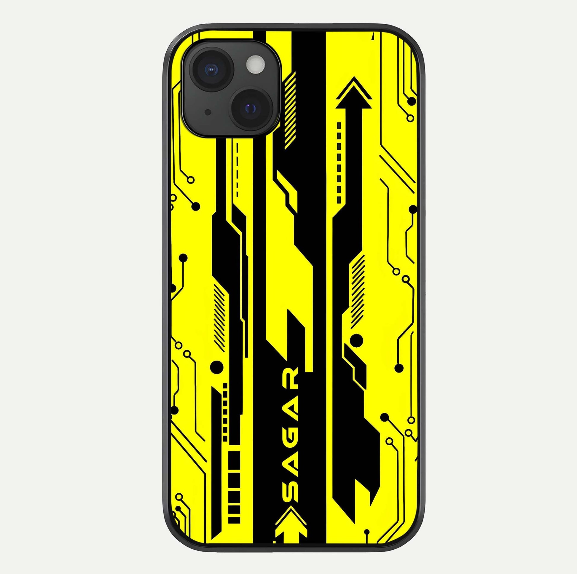 Electric Pulse CYBERPUNK Custom Name Glass Case For iPhone 15 Plus by Custom World