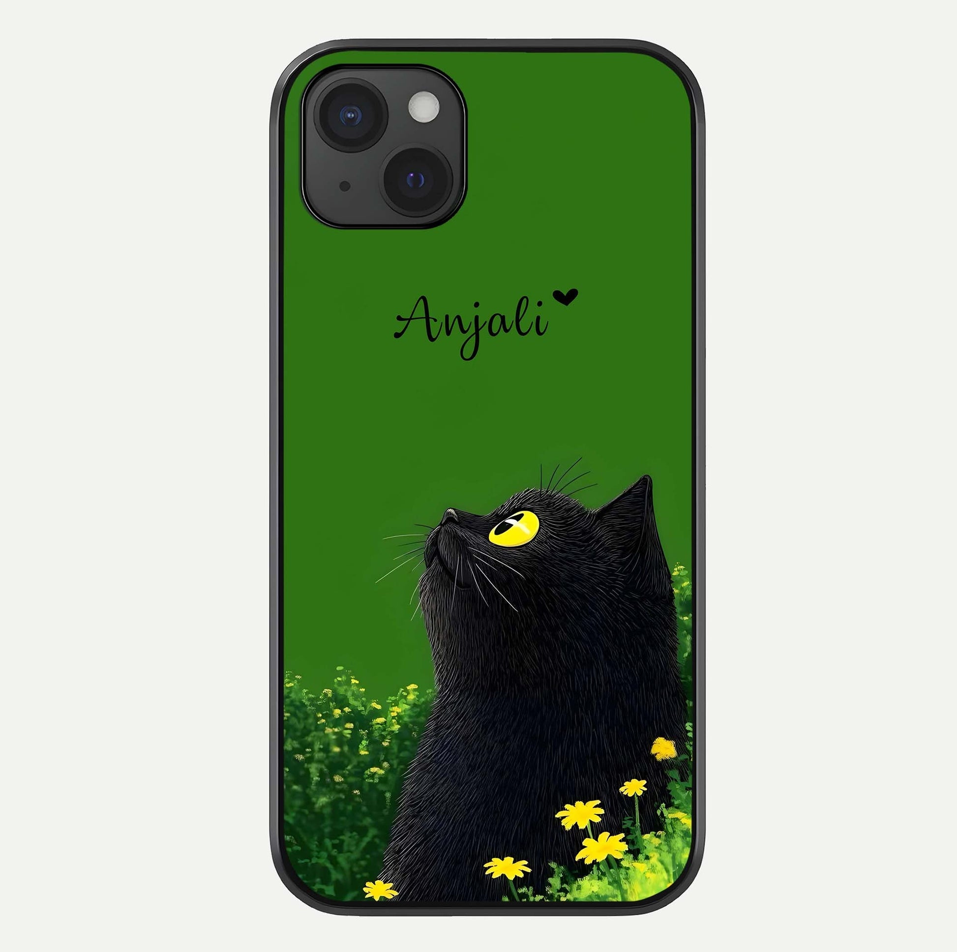 Emerald Cat Custom Name Glass Case For iPhone 15 Plus by Custom World