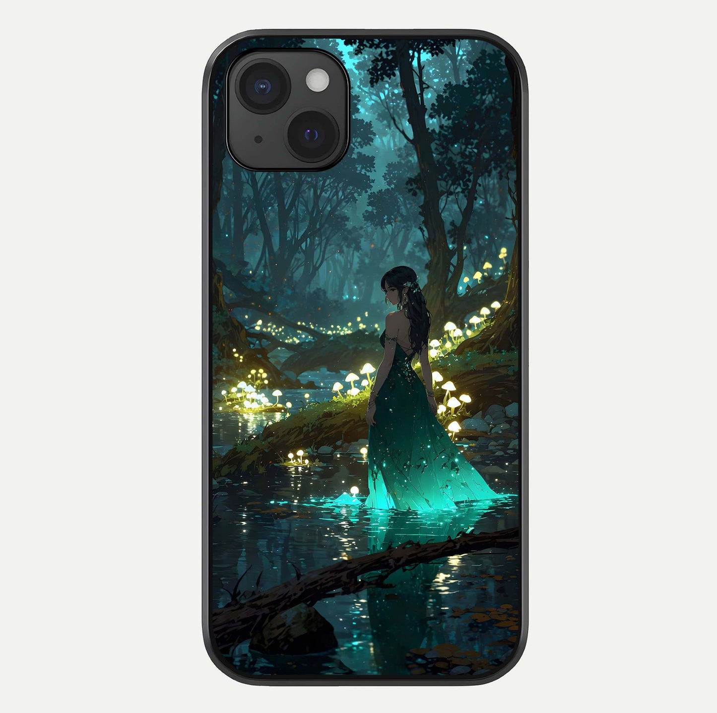 Enchanted Forest Glow Glass Case For iPhone 15 Plus by Custom World