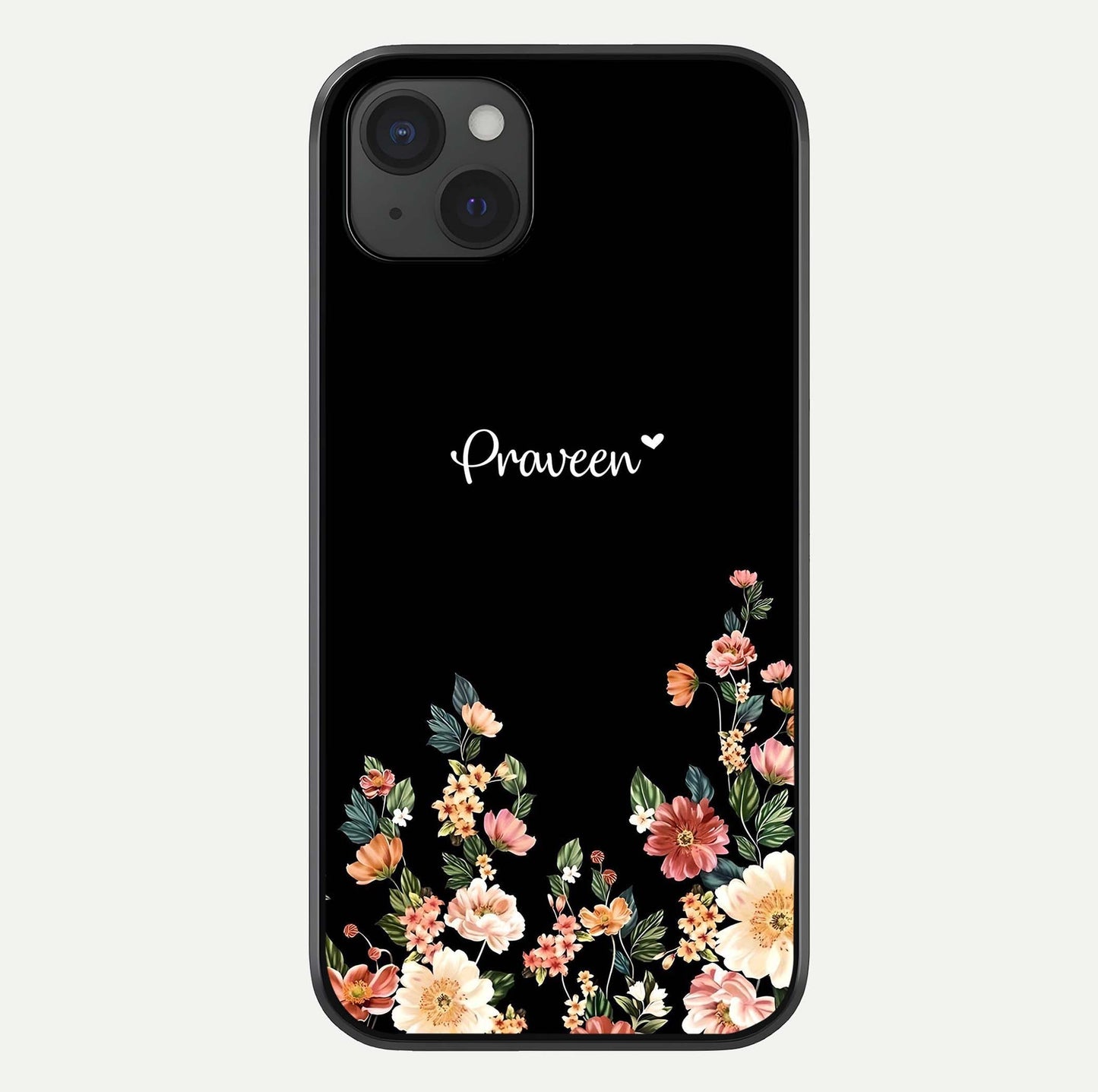 Floral Design Personalized Custom Name Glass Case For iPhone 15 Plus by Custom World