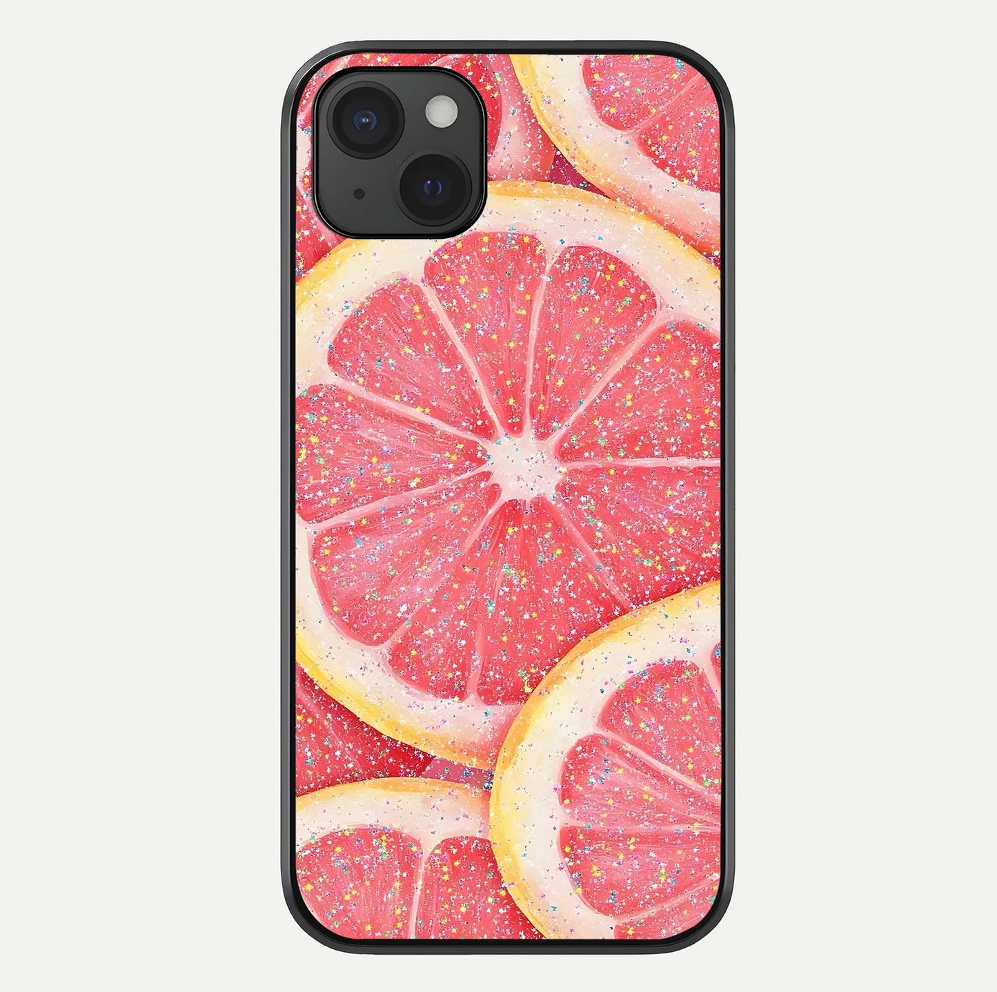Glitter Grapefruit Glass Case For iPhone 15 Plus by Custom World