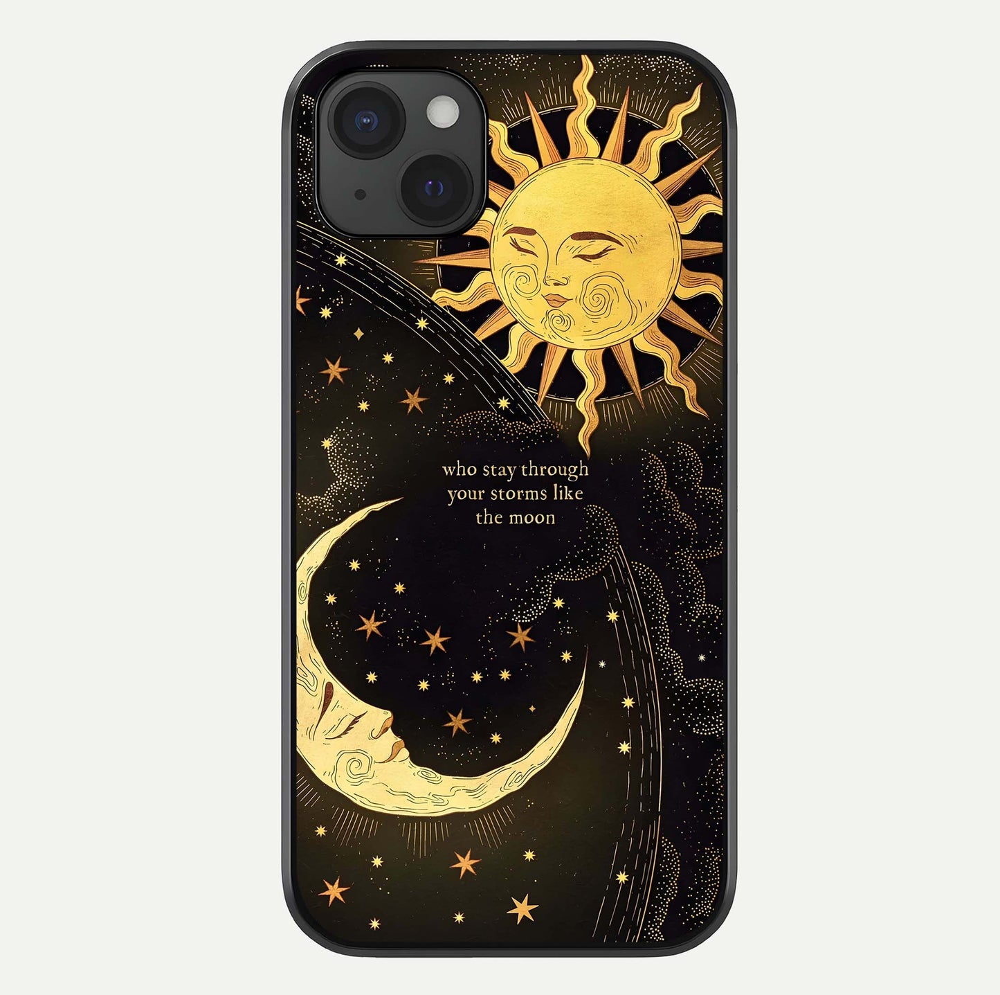 Golden Lunar Love Glass Case For iPhone 15 Plus by Custom World