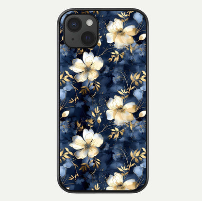 Golden Midnight Bloom Glass Case For iPhone 15 Plus by Custom World