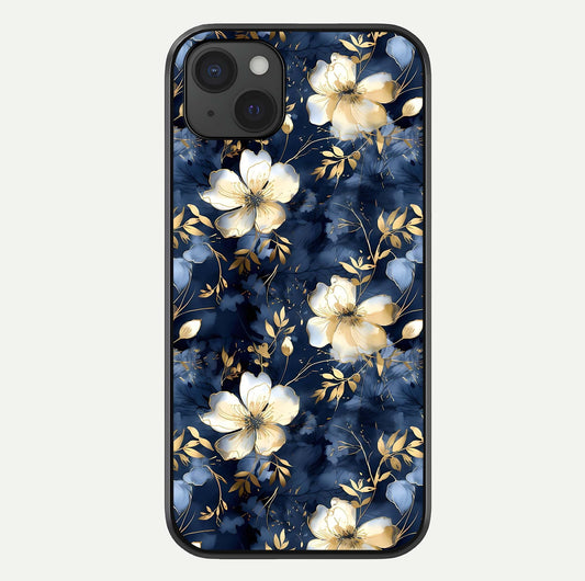 Golden Midnight Bloom Glass Case For iPhone 15 Plus by Custom World