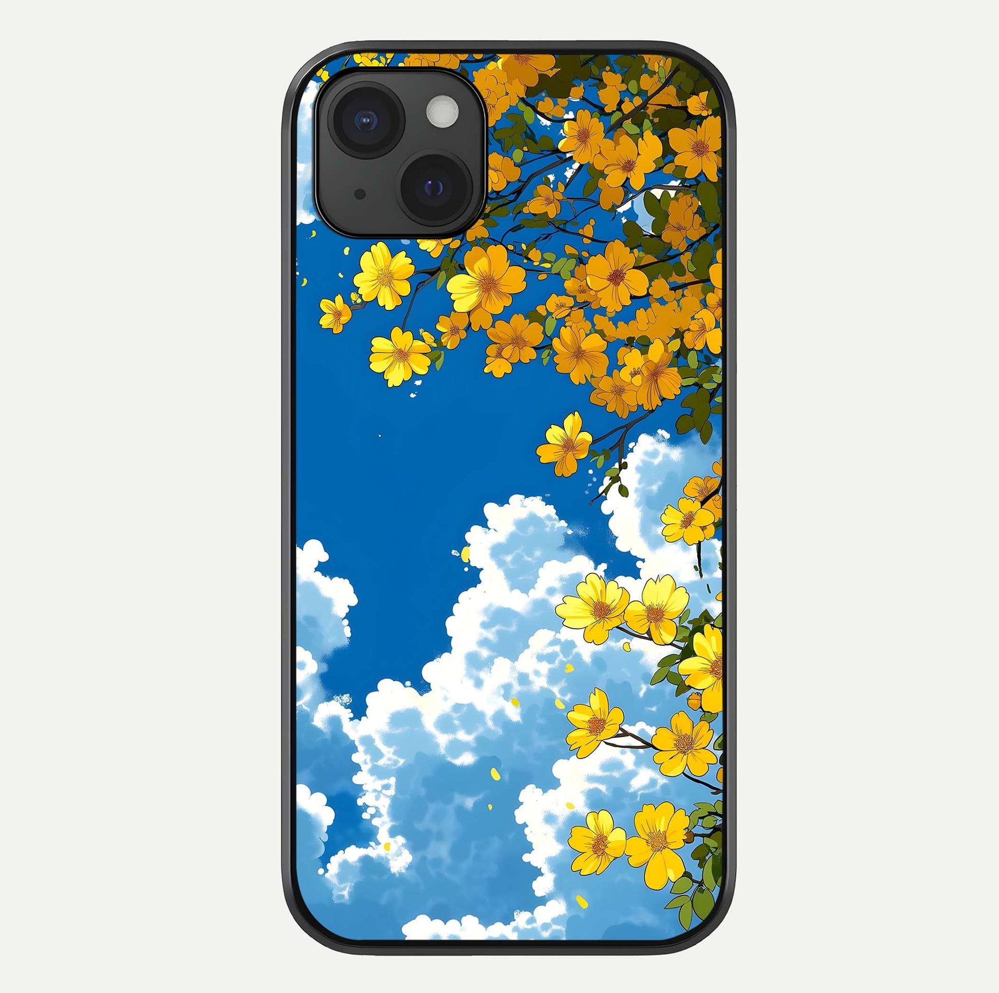 Golden Petal Sky Glass Case For iPhone 15 Plus by Custom World