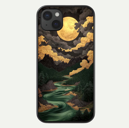 Golden River Moon Glass Case For iPhone 15 Plus by Custom World