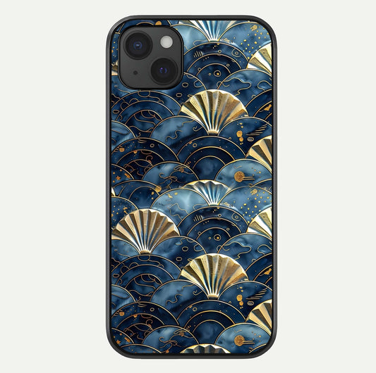 Golden Wave Luxe Glass Case For iPhone 15 Plus by Custom World