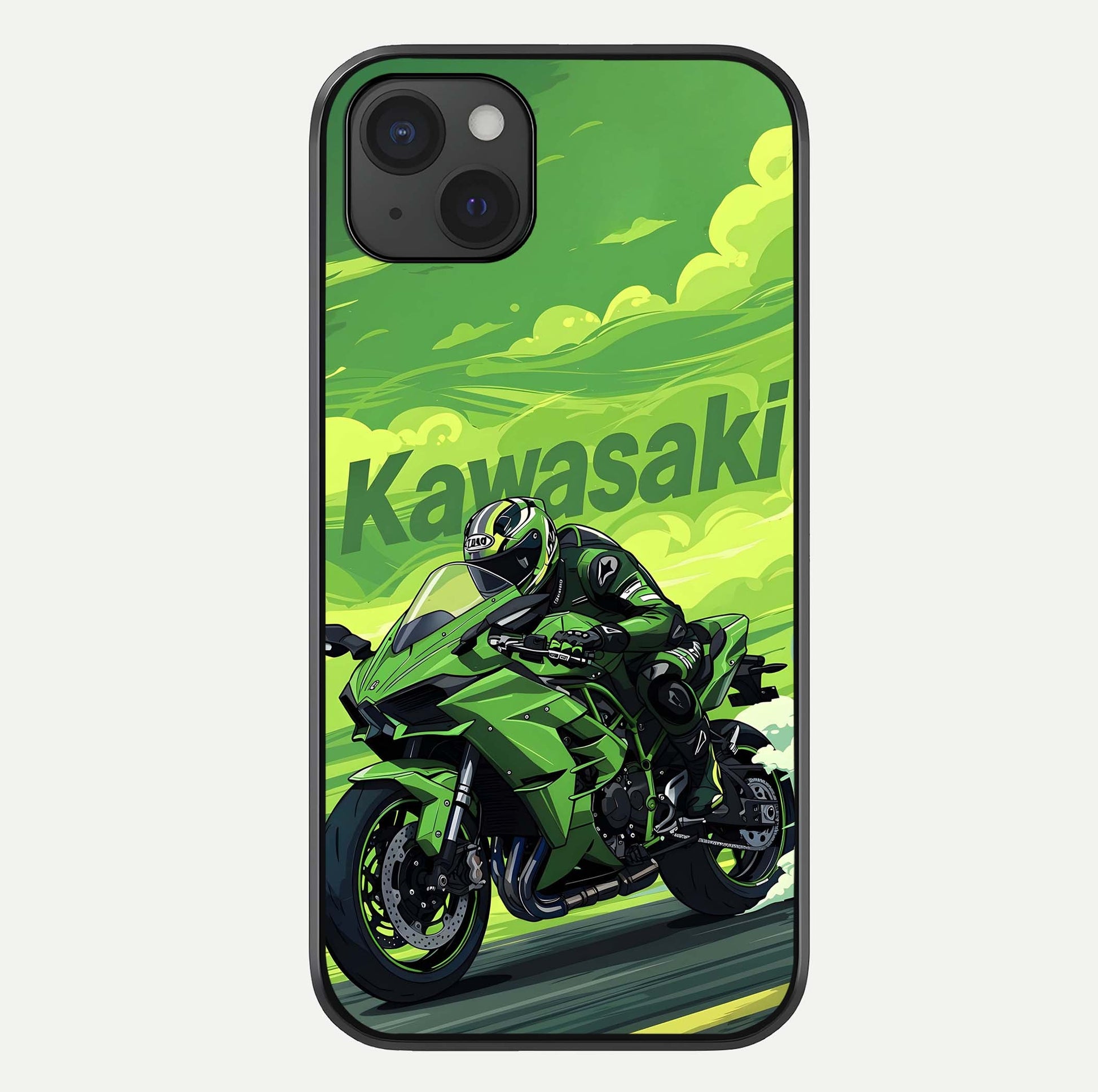 Green Kawasaki Glass Case For iPhone 15 Plus by Custom World