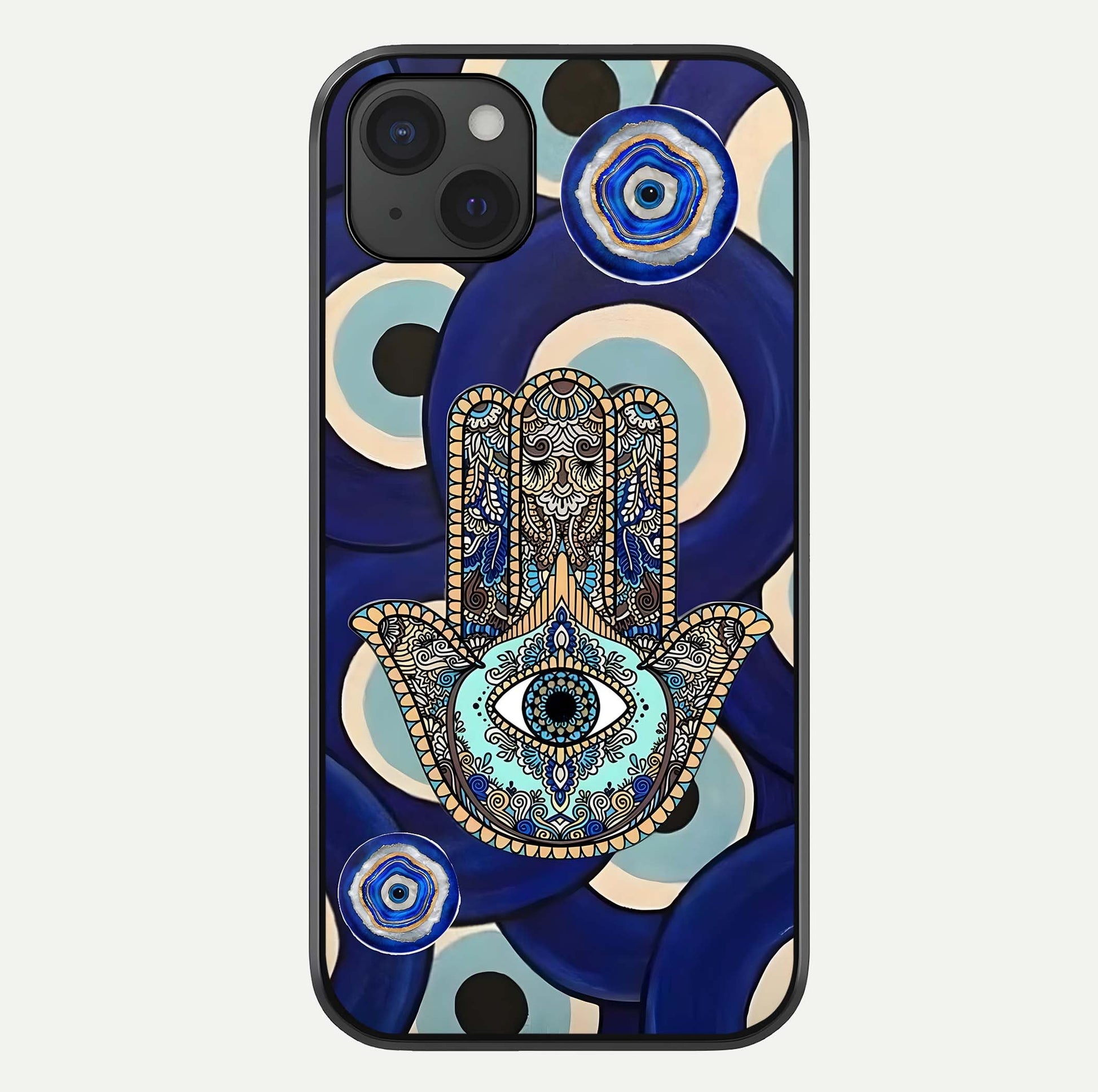Hamsa Divine Guard Glass Case For iPhone 15 Plus by Custom World