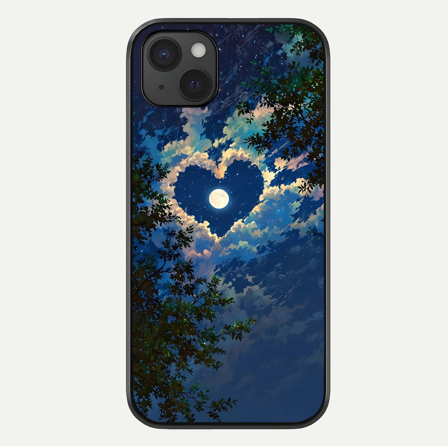 Heart With Moon Sky Glass Case For iPhone 15 Plus by Custom World