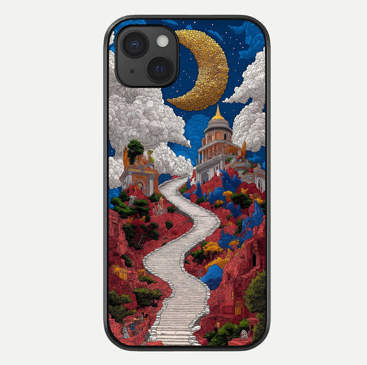 Heavenly Moon Path Glass Case For iPhone 15 Plus by Custom World
