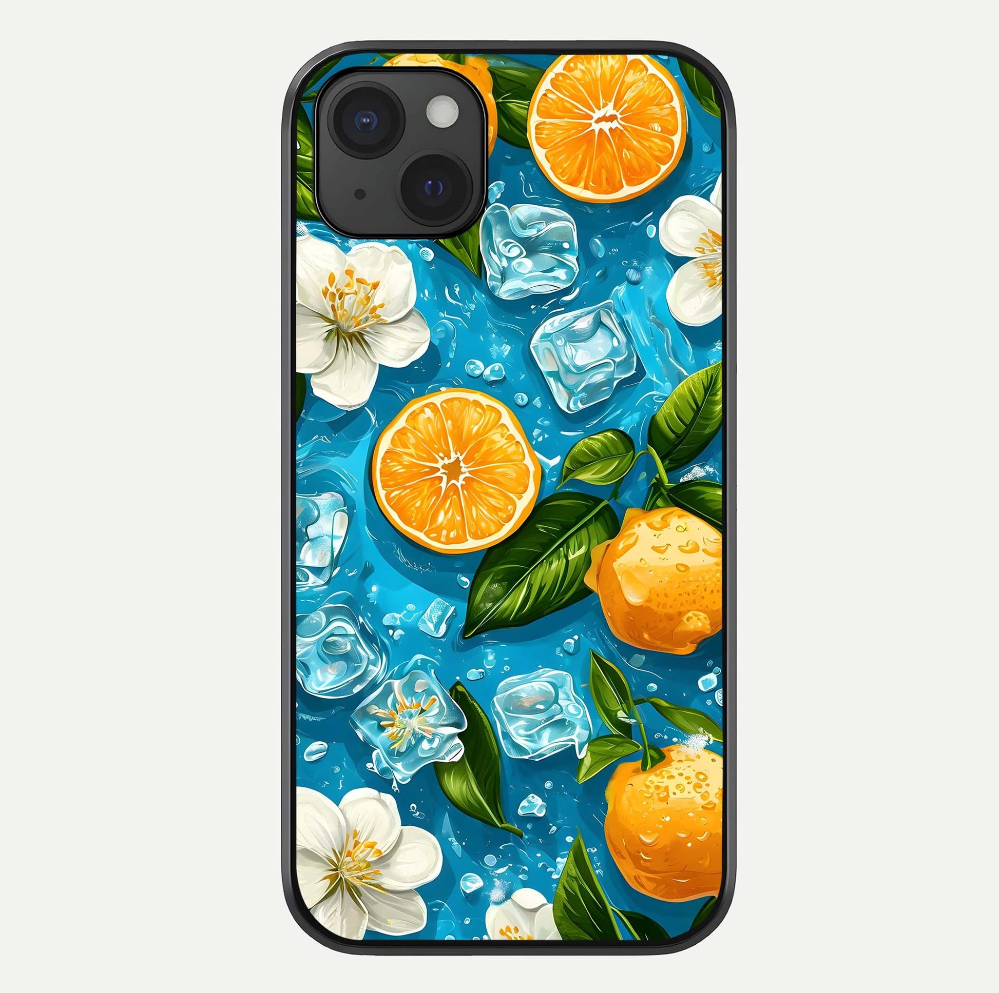 Ice Cube With Orange Glass Case For iPhone 15 Plus by Custom World
