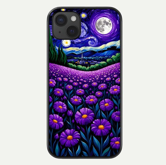 Lavender Moon Field Glass Case For iPhone 15 Plus by Custom World