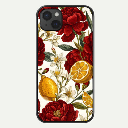 Lemon Rose Charm Glass Case For iPhone 15 Plus by Custom World