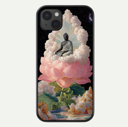 Lotus Divine Peace Glass Case For iPhone 15 Plus by Custom World