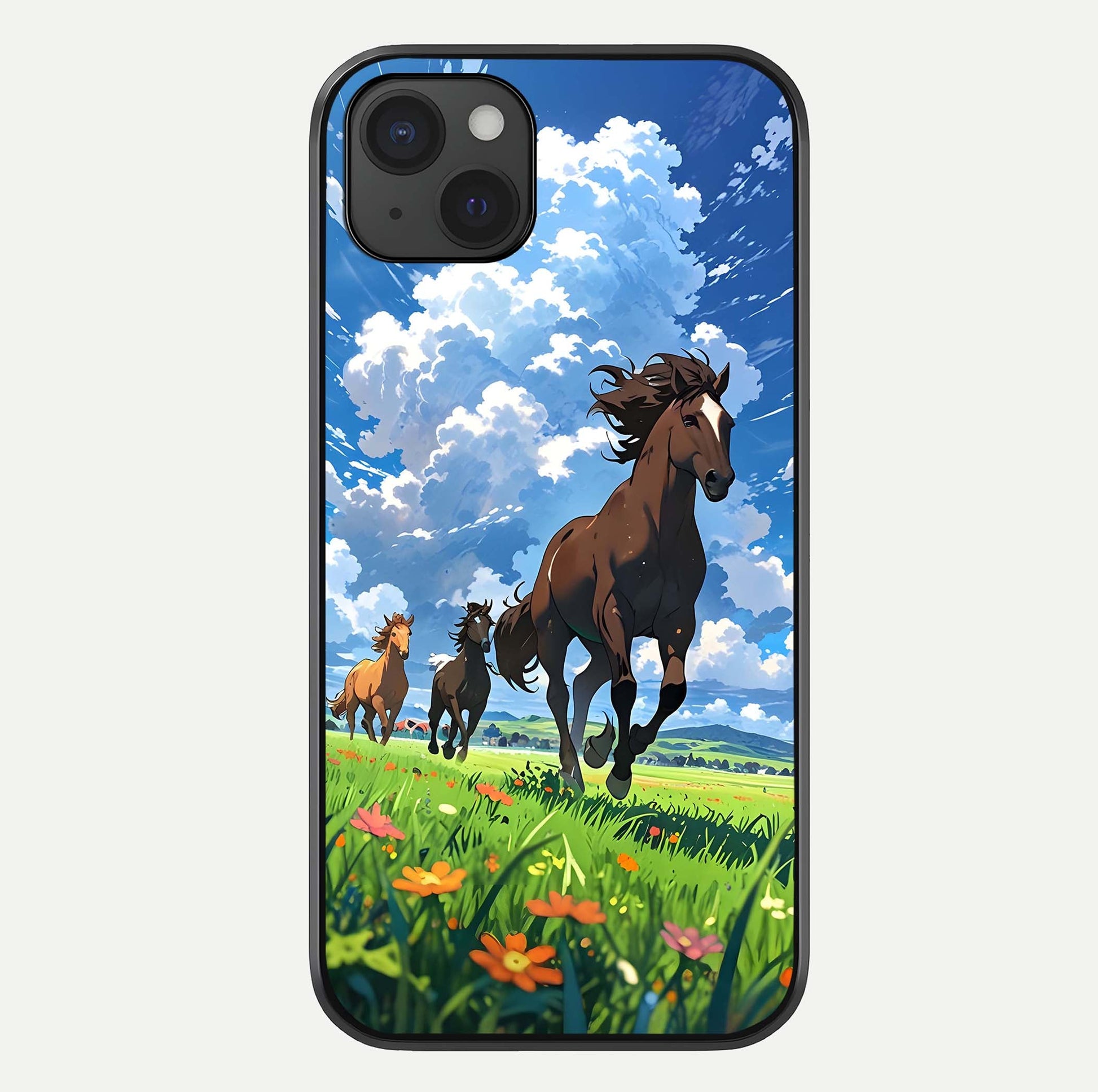 Majestic Horses Galloping Glass Case For iPhone 15 Plus by Custom World