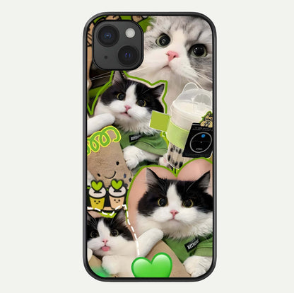 Matcha Cats Mood Glass Case For iPhone 15 Plus by Custom World