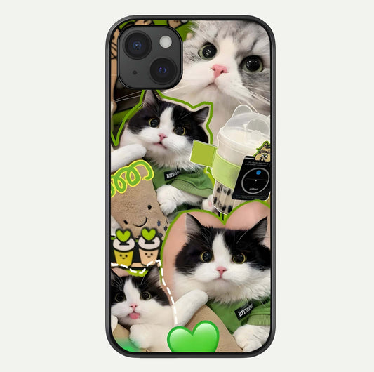 Matcha Cats Mood Glass Case For iPhone 15 Plus by Custom World