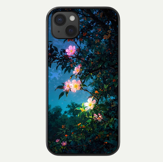 Midnight Bloom Glow Glass Case For iPhone 15 Plus by Custom World