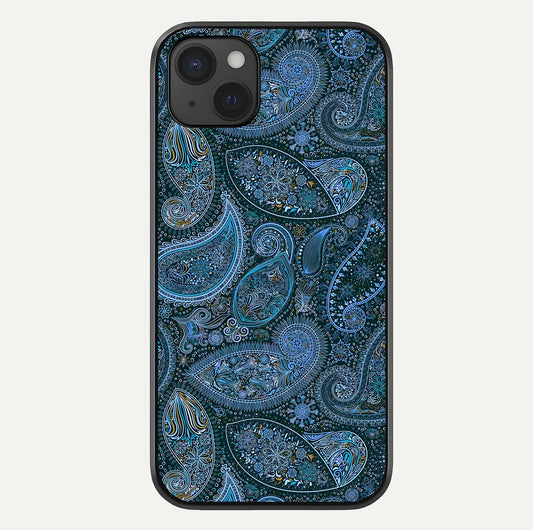 Midnight Paisley Glow Glass Case For iPhone 15 Plus by Custom World