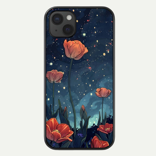 Midnight Tulip Glow Glass Case For iPhone 15 Plus by Custom World