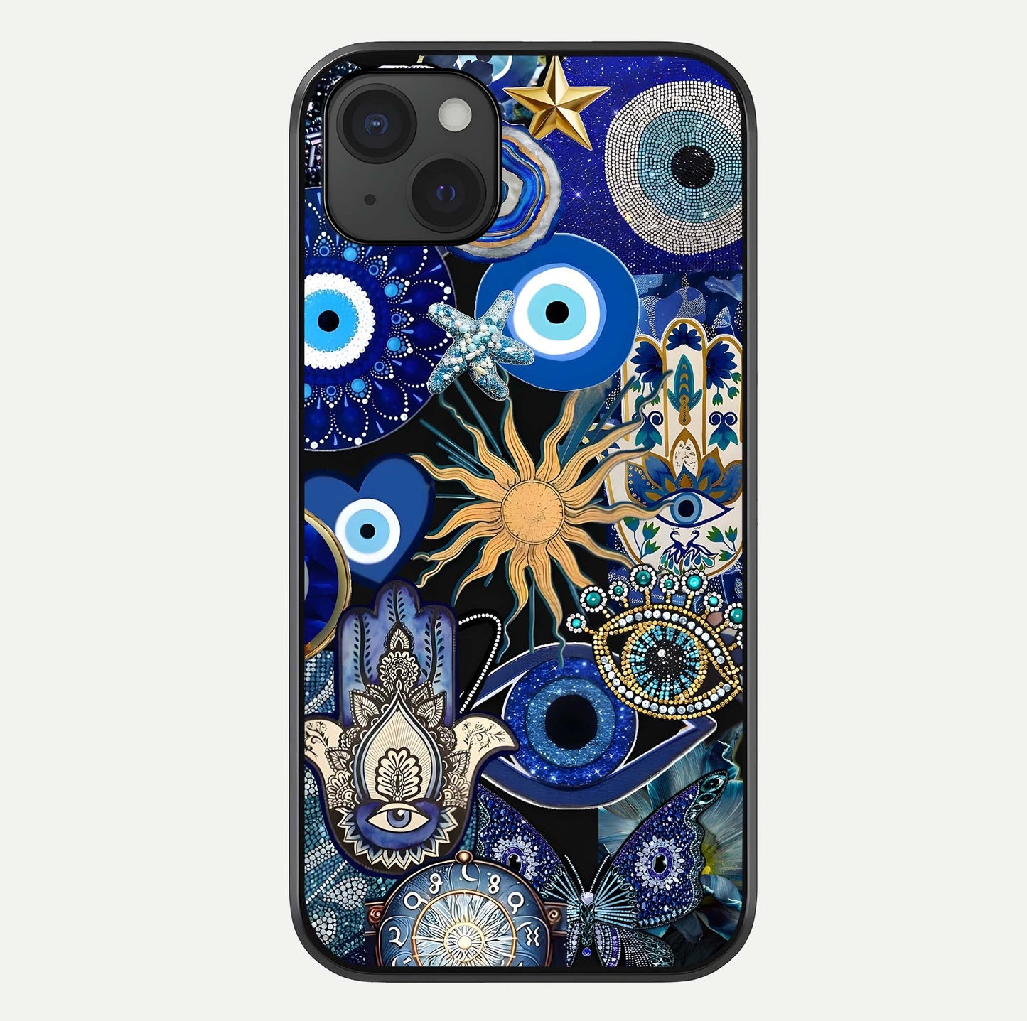 Mystic Blue Evil Eye Glass Case For iPhone 15 Plus by Custom World