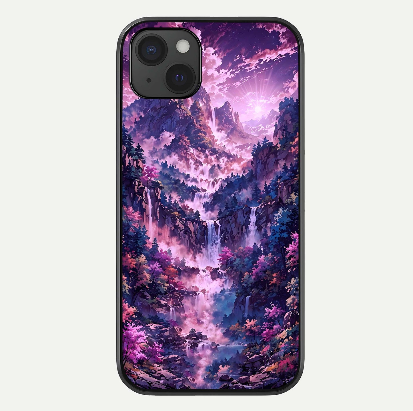 Mystic Cascade Peaks Glass Case For iPhone 15 Plus by Custom World