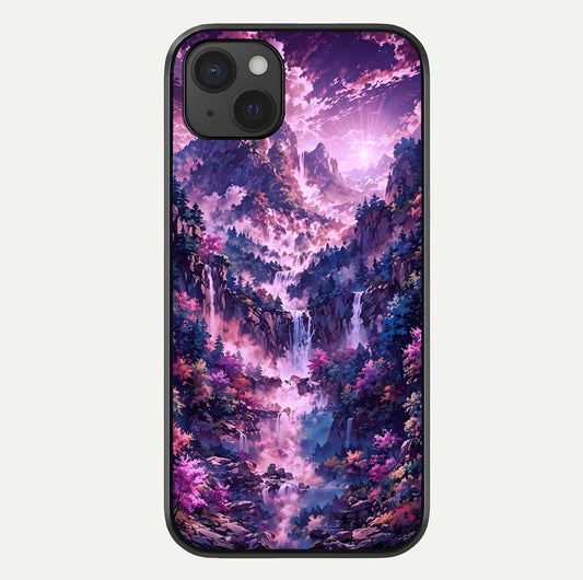 Mystic Cascade Peaks Glass Case For iPhone 15 Plus by Custom World