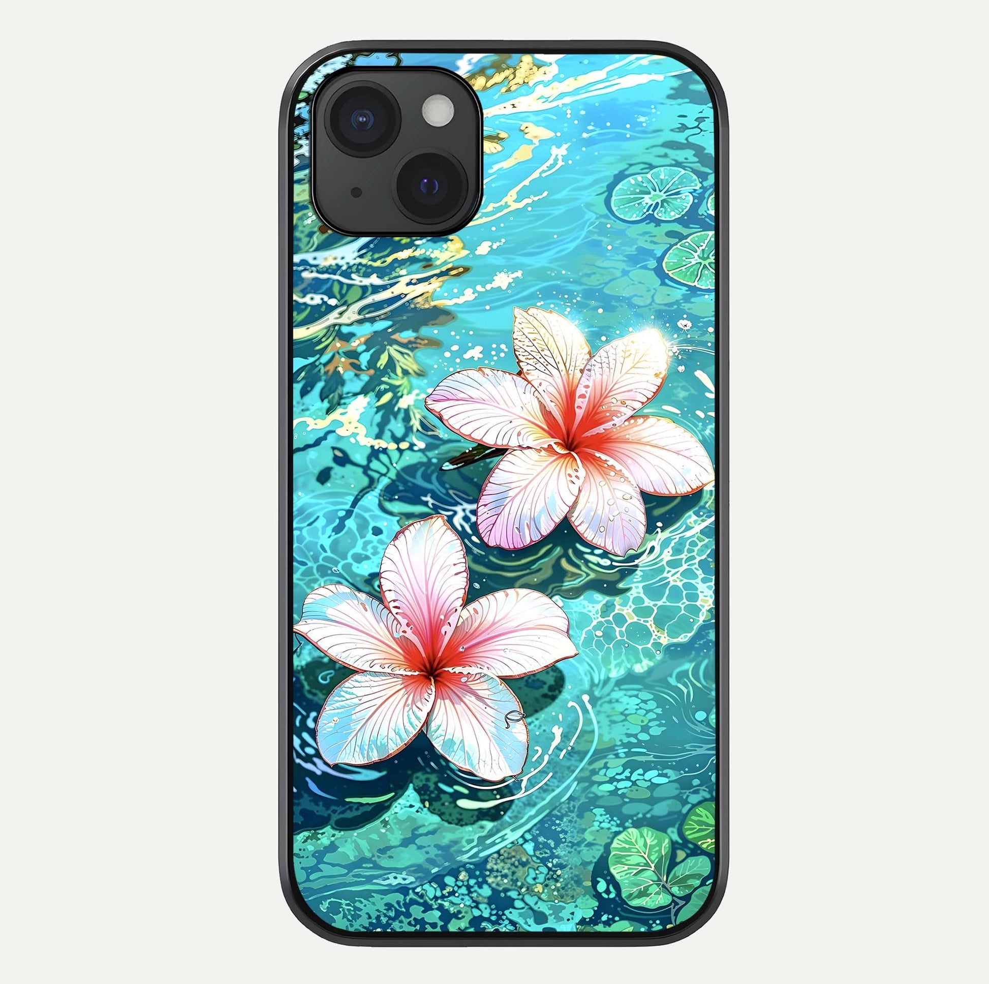 Pink Flowers in Water Glass Case For iPhone 15 Plus by Custom World