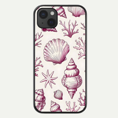 Pink Shells Outline Glass Case For iPhone 15 Plus by Custom World
