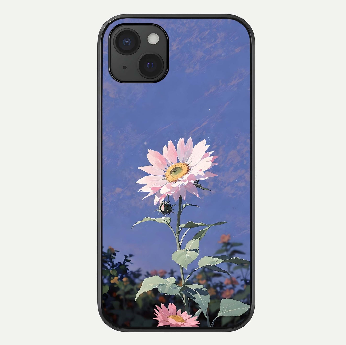 Pink Sunflower Glow Glass Case For iPhone 15 Plus by Custom World