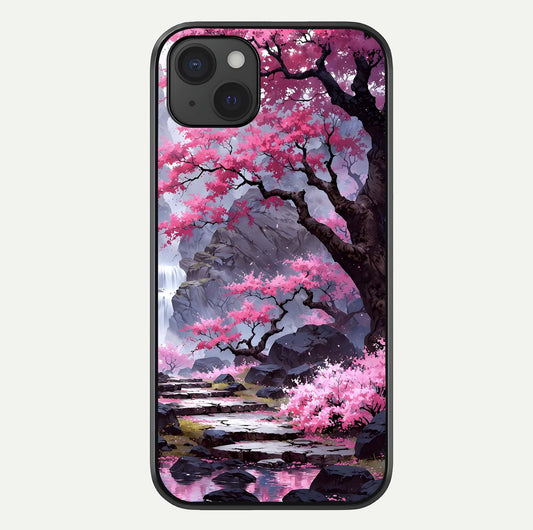 Pinkish Scenery Glass Case For iPhone 15 Plus by Custom World